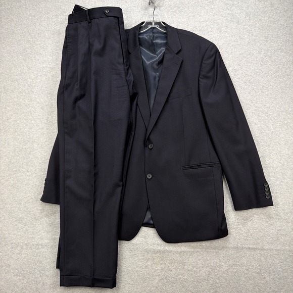 Nautica Suit Mens 44 Long Coat Jacket 38x32 Pants‎ Pleated Cuff Dark Blue Sports